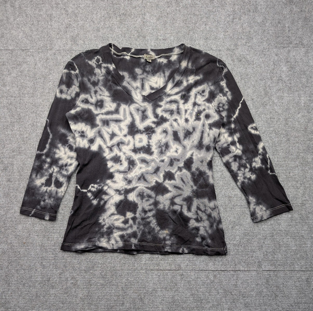 Caia Blouse Womens Medium Vintage Nylon Mesh Whimsigoth Layer 90s Tie Dye Y2K